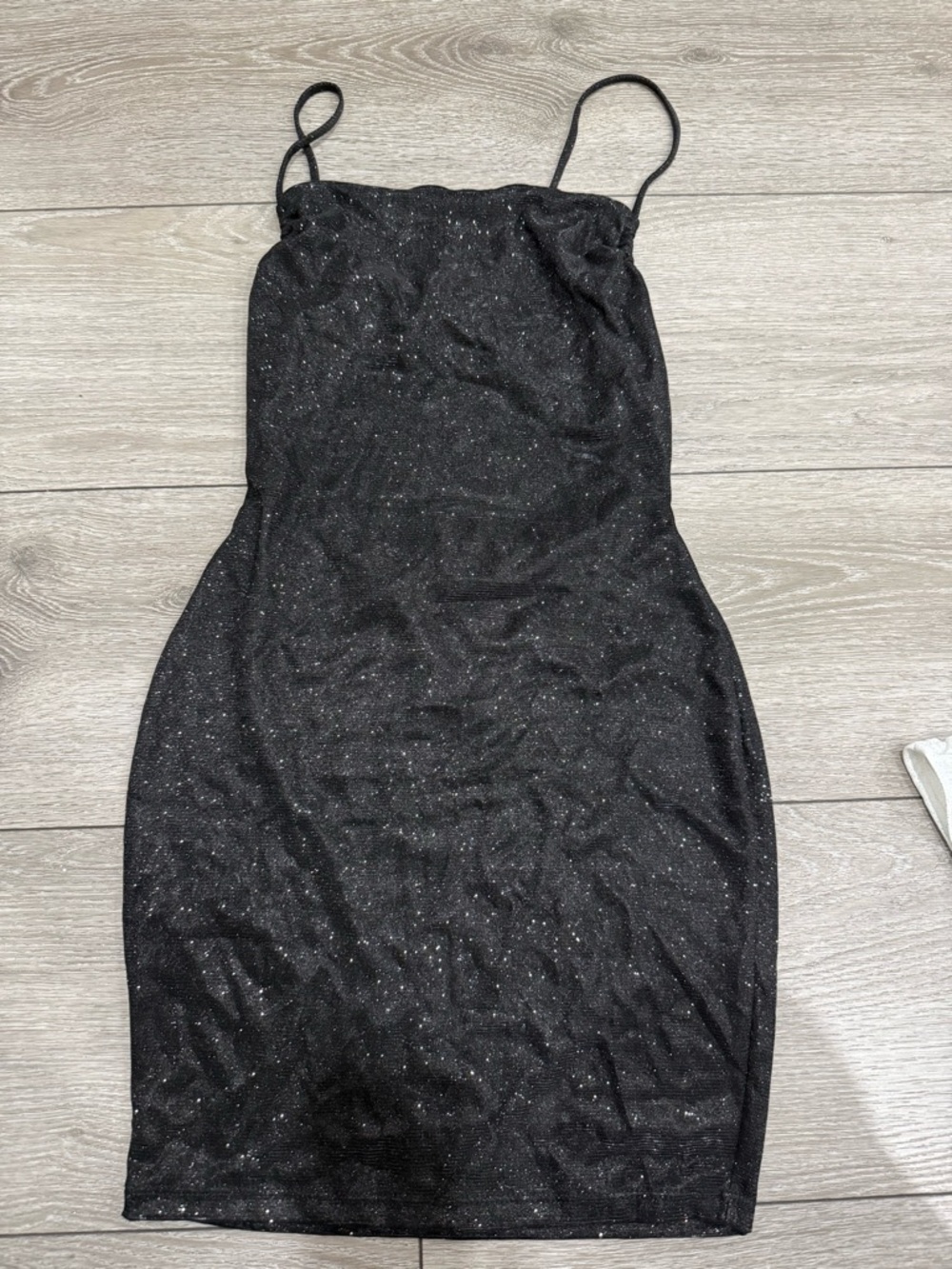 Black Sparkle Slip Dress with Spaghetti Straps